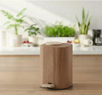 Retro Wood Pattern Grain Trash Can | Swing Lid Kitchen Garbage Bin | Stylish Office & Bathroom Paper Basket