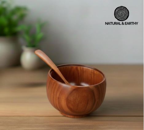 Handcrafted Wooden Salt Cellar with Spoon: Rustic Kitchen Storage