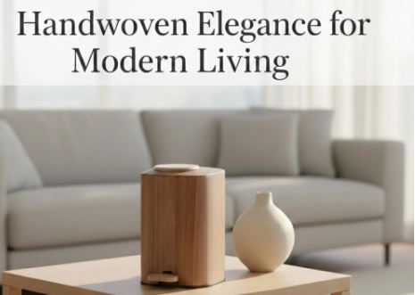 Retro Wood Pattern Grain Trash Can | Swing Lid Kitchen Garbage Bin | Stylish Office & Bathroom Paper Basket