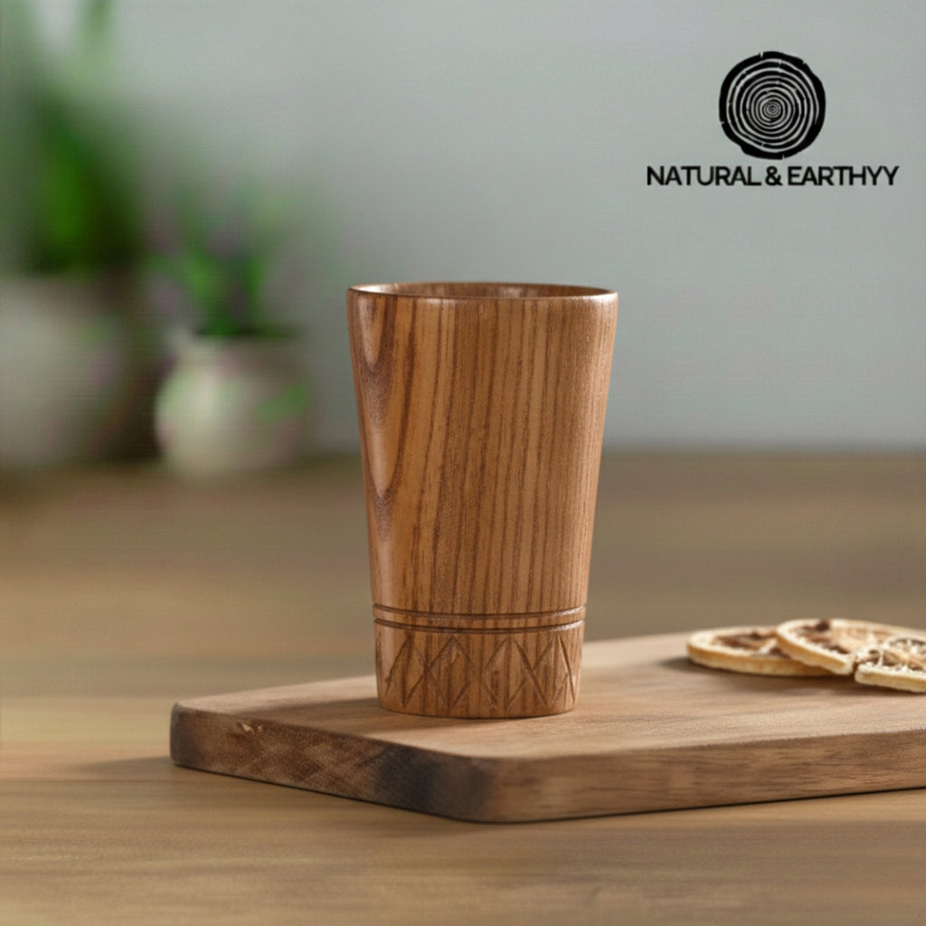 Handmade Japanese Wooden Cup - 250ml Natural Wood Tea & Coffee Mug