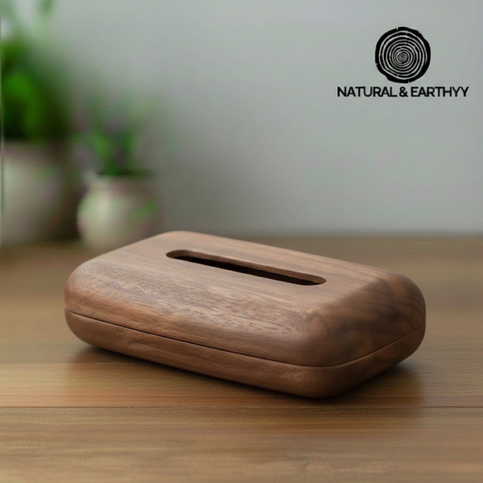 Vintage Walnut Wood Tissue Box – Minimalist Handcrafted Holder for Home & Office Decor