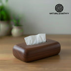 Vintage Walnut Wood Tissue Box – Minimalist Handcrafted Holder for Home & Office Decor