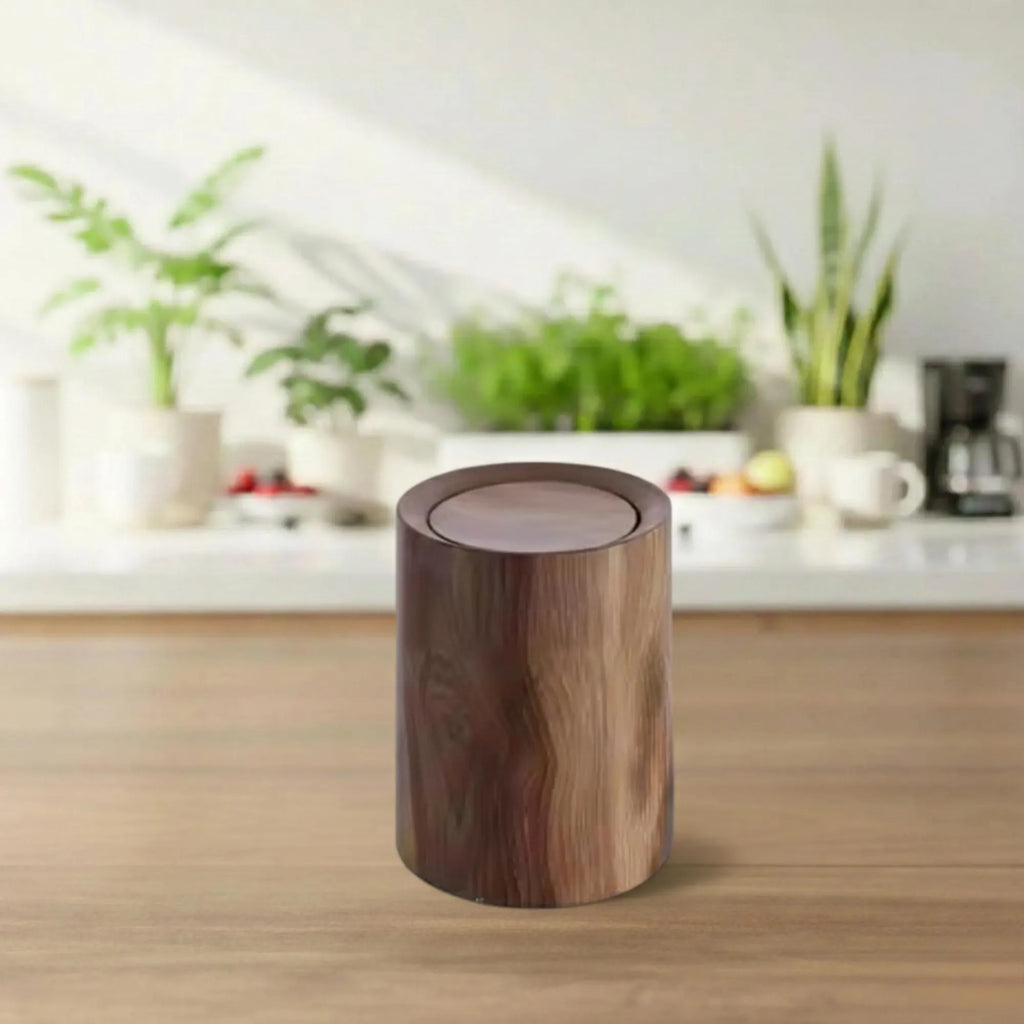 Wooden Trash Can With Lid: Modern Bathroom or Office Paper Bin