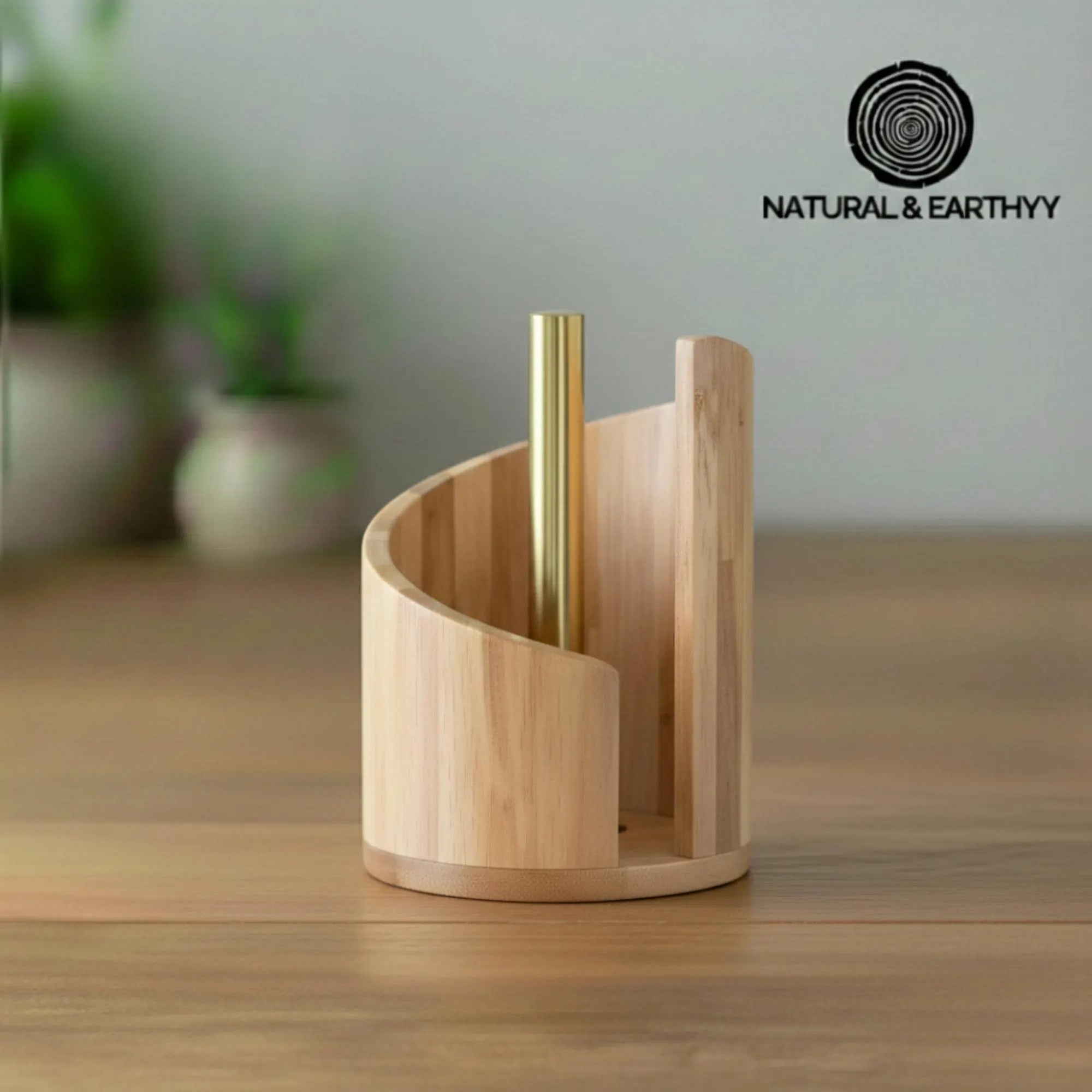 Modern Wood Paper Towel Holder | One-Hand Tear Kitchen Roll Dispenser