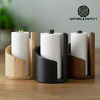 Modern Wood Paper Towel Holder | One-Hand Tear Kitchen Roll Dispenser