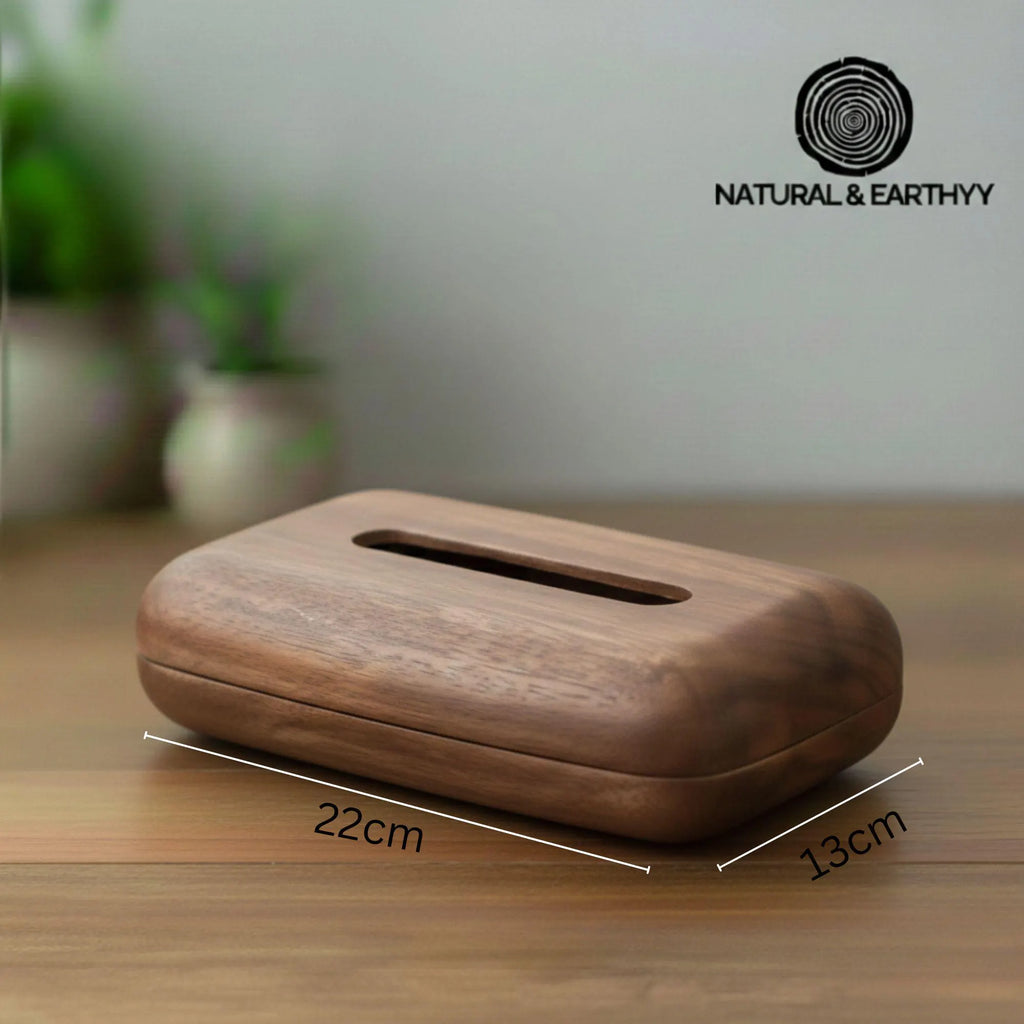 Vintage Walnut Wood Tissue Box – Minimalist Handcrafted Holder for Home & Office Decor