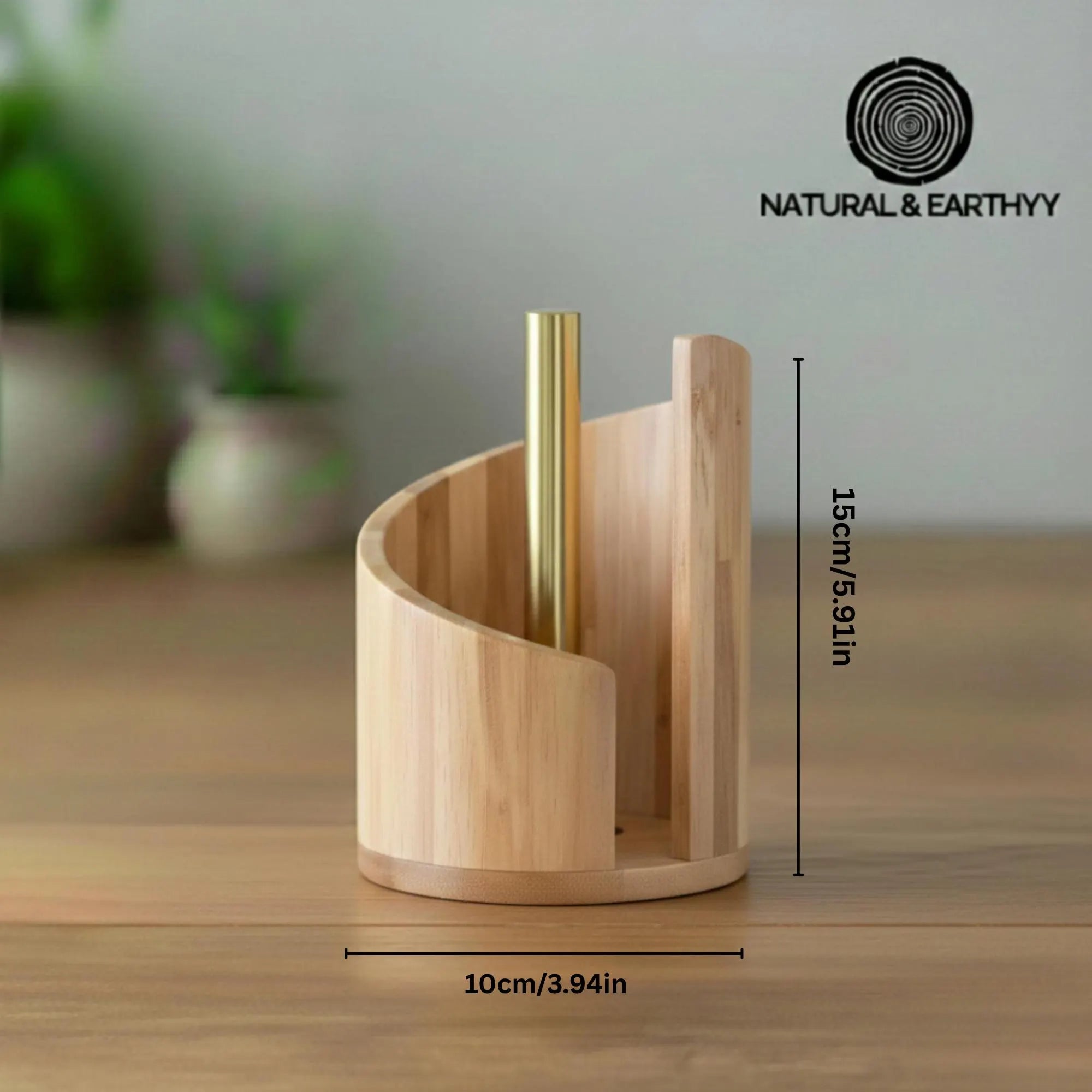 Modern Wood Paper Towel Holder | One-Hand Tear Kitchen Roll Dispenser