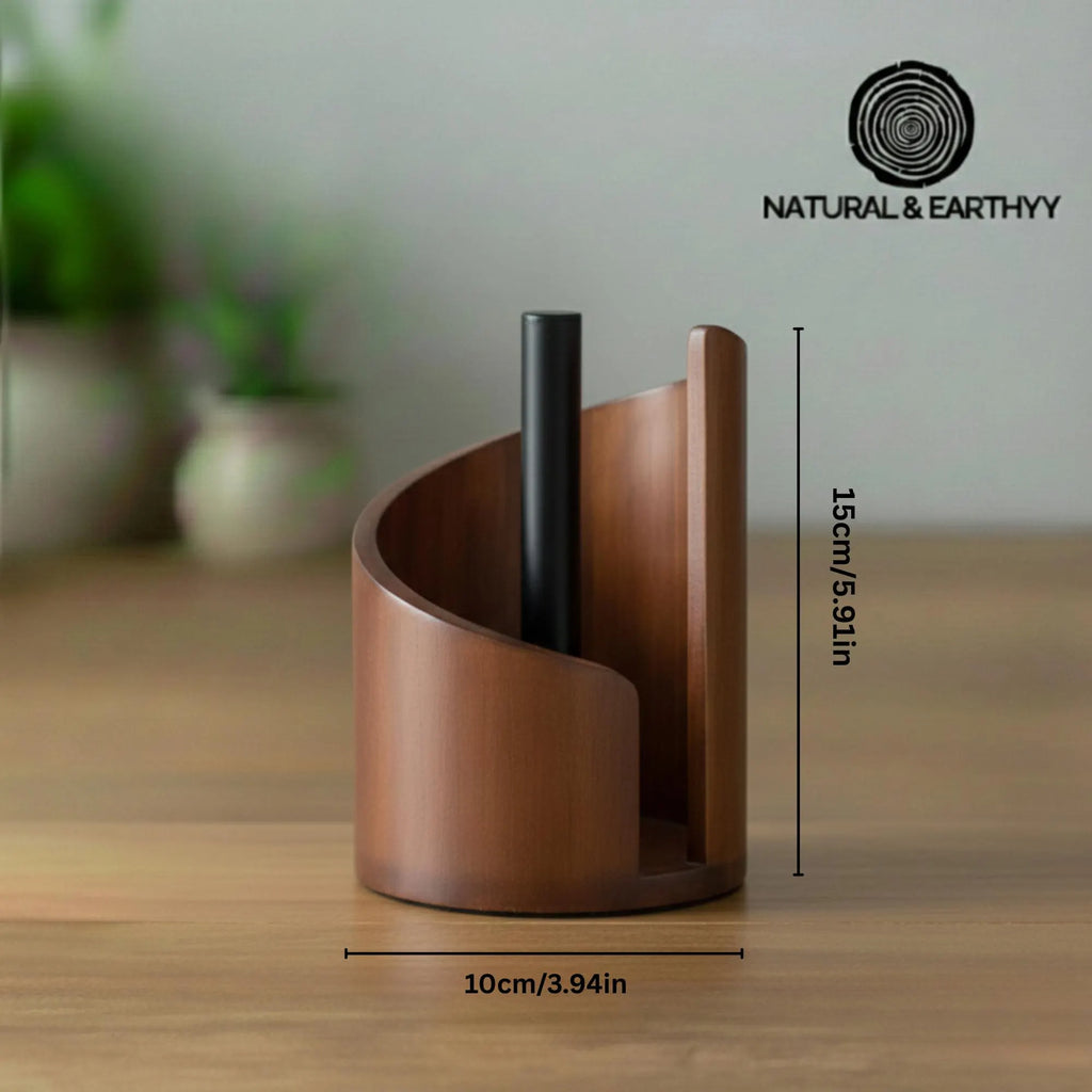 Modern Wood Paper Towel Holder | One-Hand Tear Kitchen Roll Dispenser